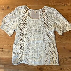 Anthropologie Meadow Rue ivory lace top